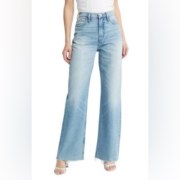 Frame Le High N Tight Wide Leg Raw Denim in Rossum 2 Year size 24 - Picture 3 of 10